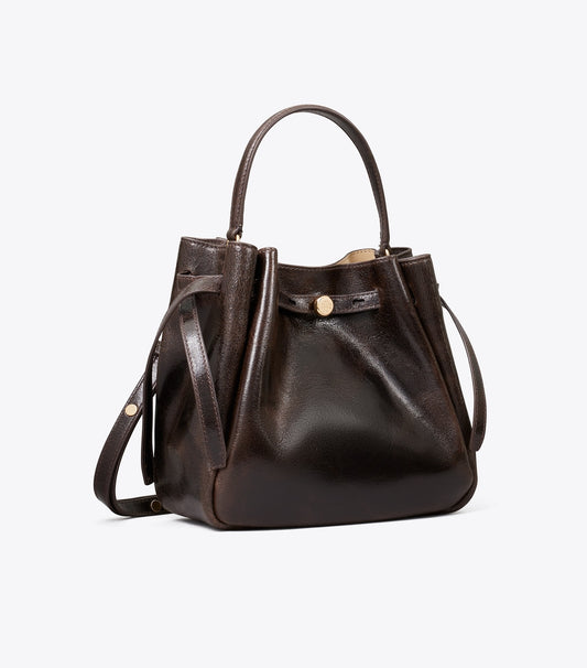 Tory Burch Romy Distressed Bucket Bag - Dark Brown