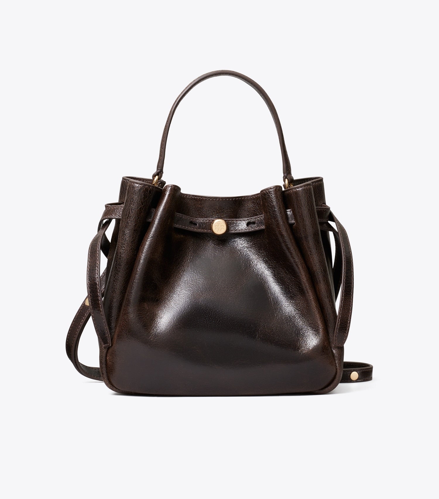 Tory Burch Romy Distressed Bucket Bag - Dark Brown