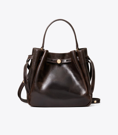 Tory Burch Romy Distressed Bucket Bag - Dark Brown