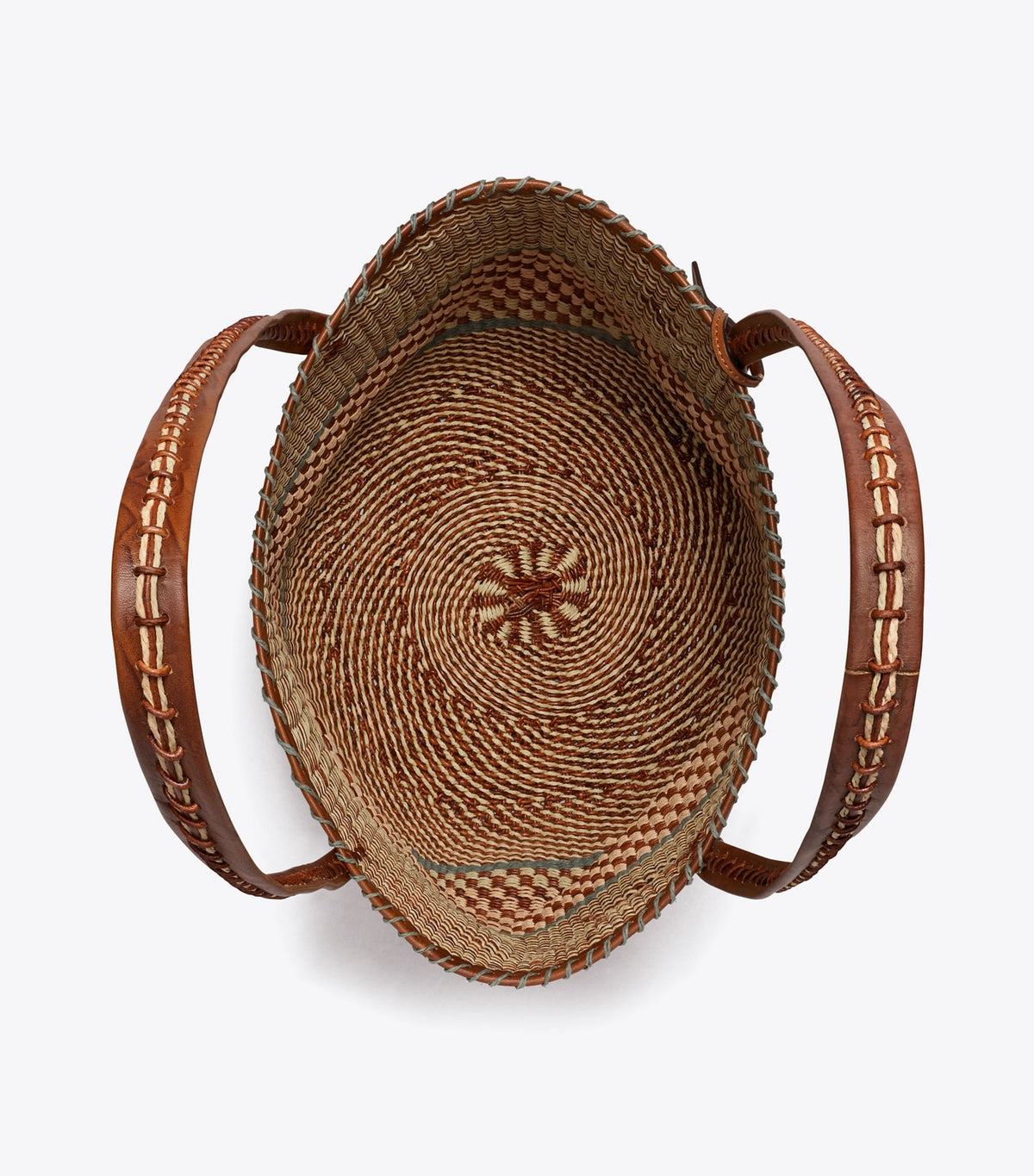 Tory Burch Large Handwoven Basket Tote - Cognac Multi