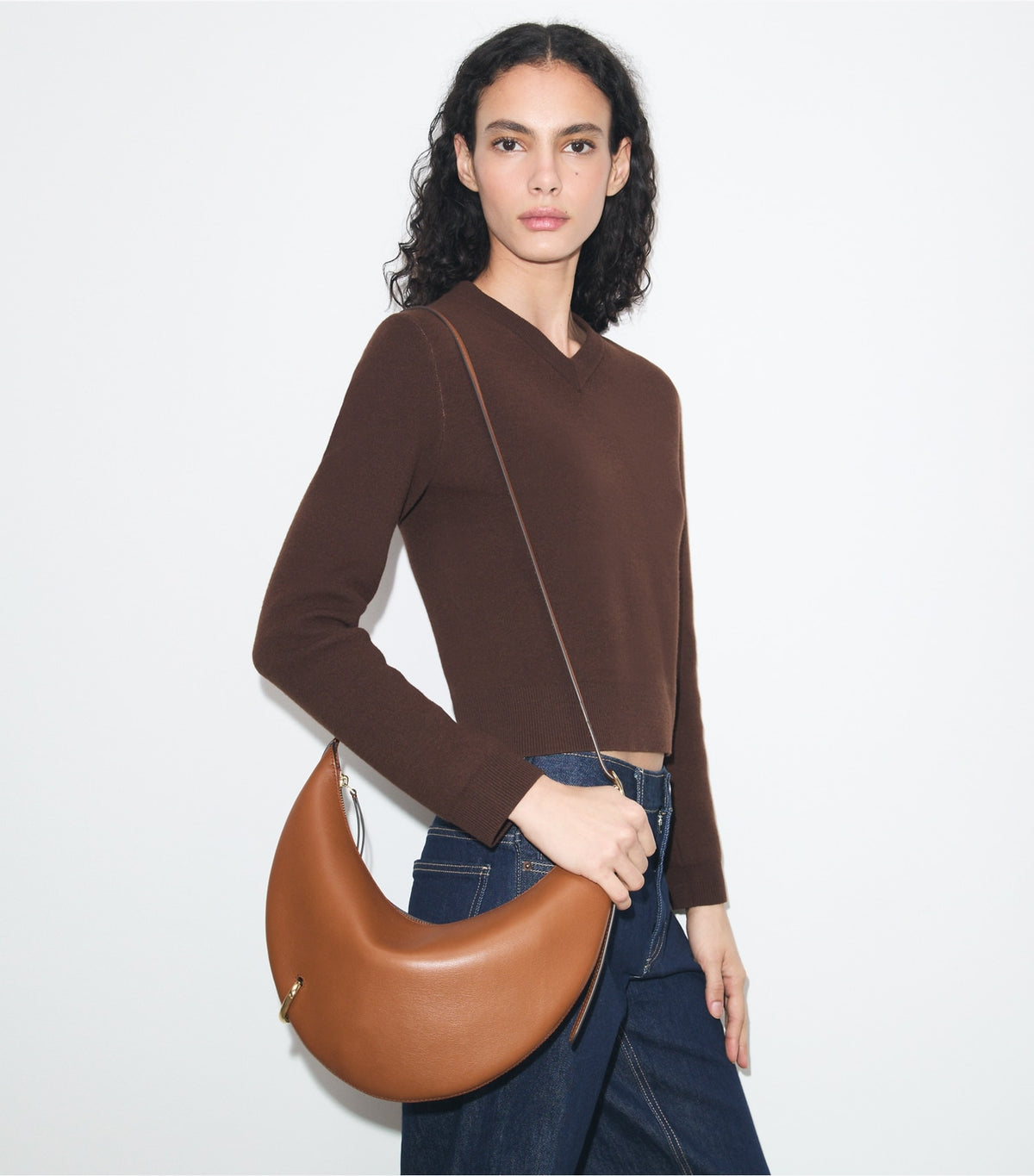 Tory Burch Pierced Crossbody Bag - Aged Tan