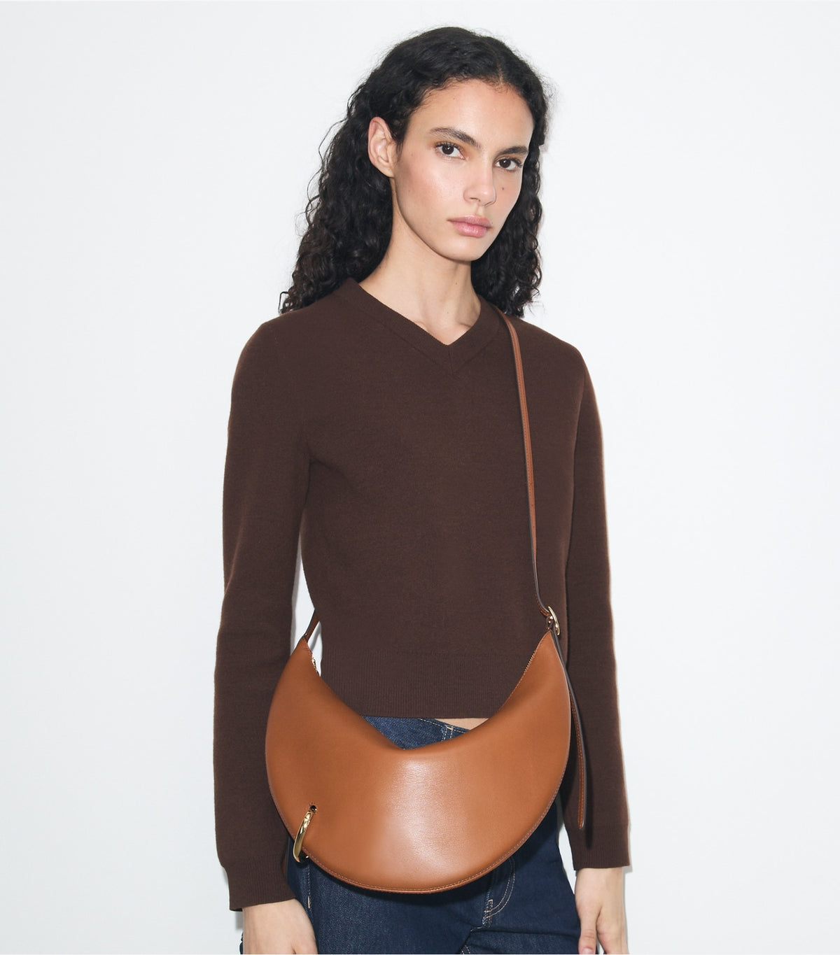 Tory Burch Pierced Crossbody Bag - Aged Tan