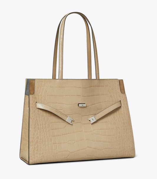 Tory Burch Lee Radziwill Embossed Tote - Ginger Leaf