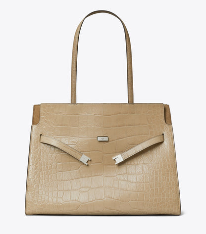 Tory Burch Lee Radziwill Embossed Tote - Ginger Leaf
