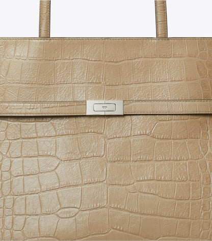 Tory Burch Lee Radziwill Embossed Tote - Ginger Leaf