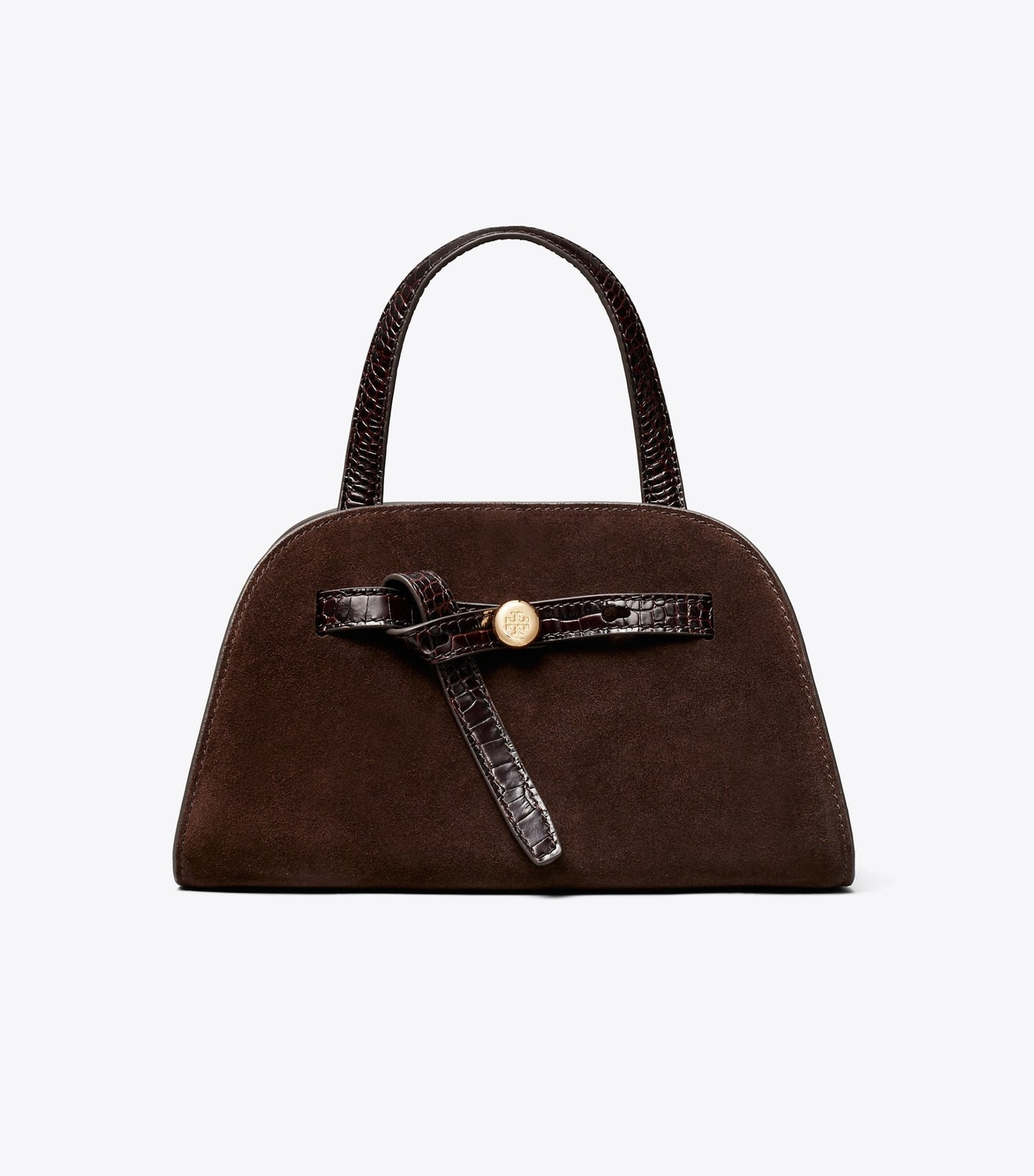 Tory Burch Small Romy Suede Bauletto - Dark Cocoa
