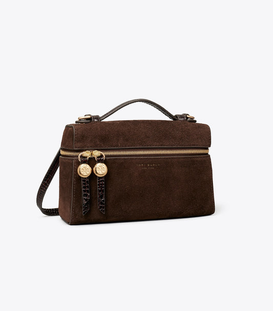 Tory Burch Romy Suede Slim Top Handle Bag - Dark Cocoa