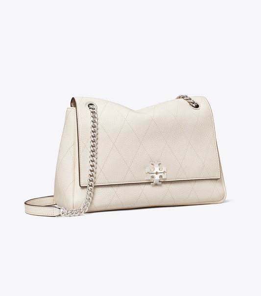 Tory Burch Charlie Quilted Shoulder Bag - Light Cream