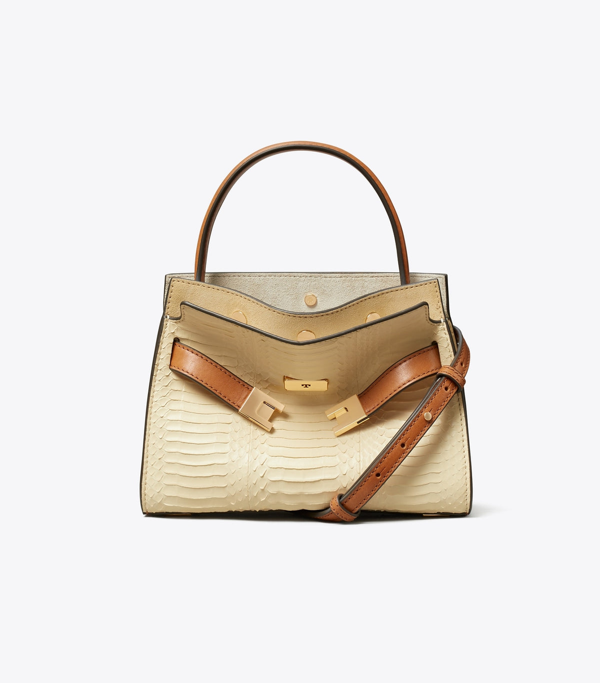 Tory Burch Petite Lee Radziwill Snake Double Bag - Butter