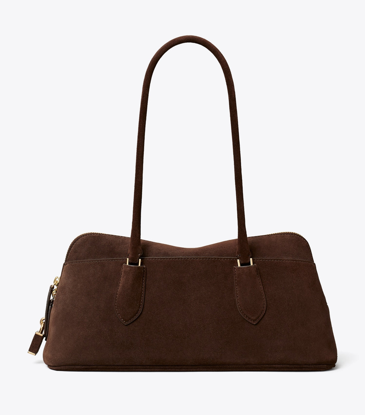 Tory Burch Lock Suede East-West Satchel - Dark Cocoa