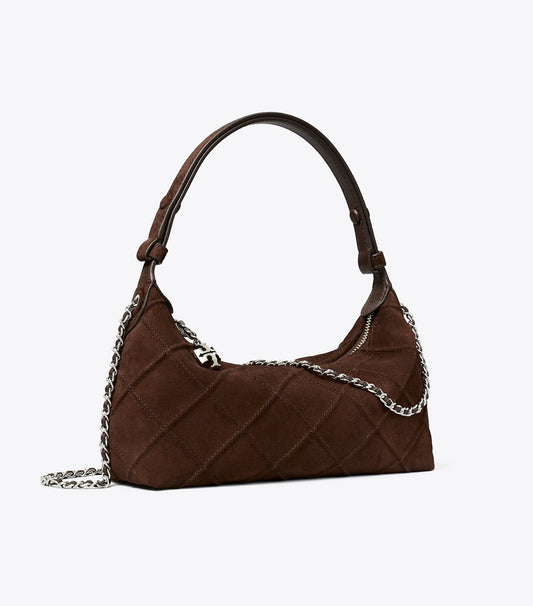Tory Burch Fleming Suede Pochette - Dark Cocoa