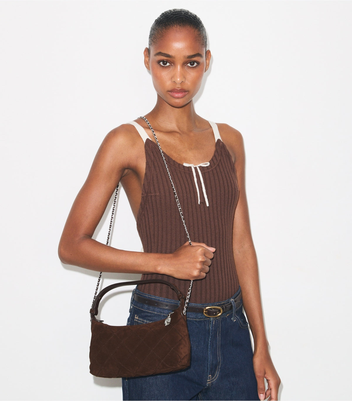Tory Burch Fleming Suede Pochette - Dark Cocoa