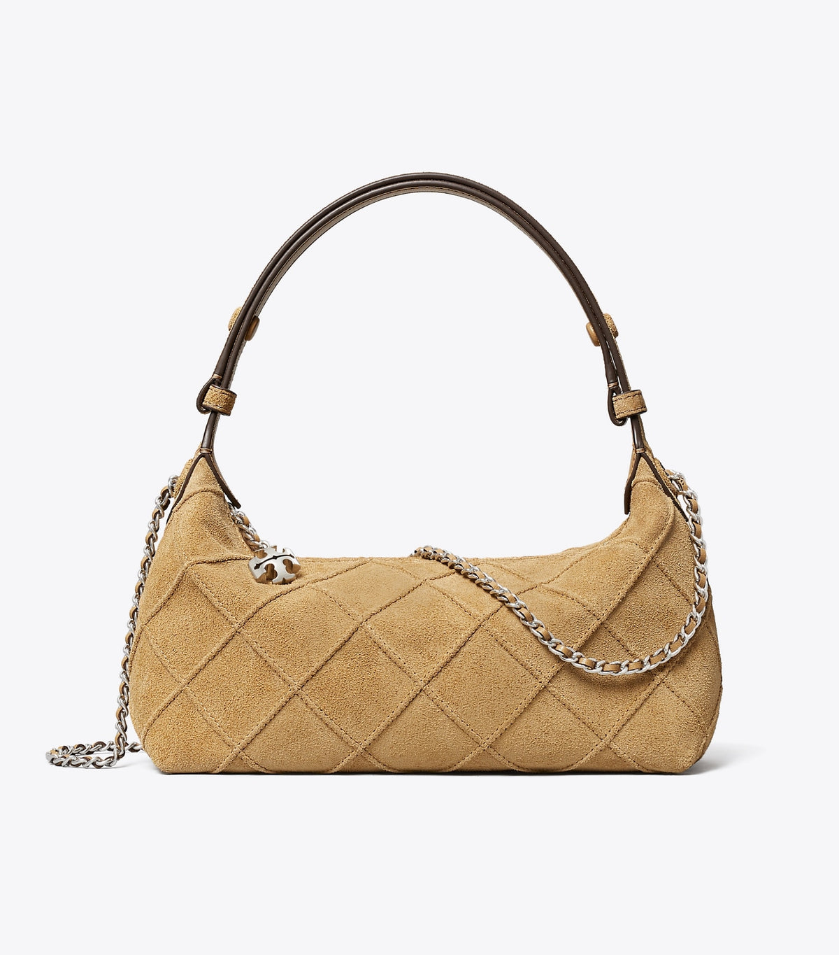 Tory Burch Fleming Suede Pochette - Stone