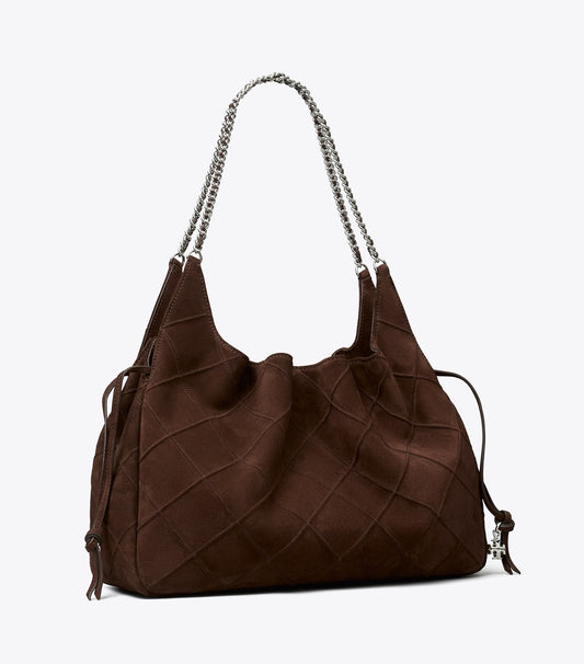 Tory Burch Large Fleming Suede Tote - Dark Cocoa