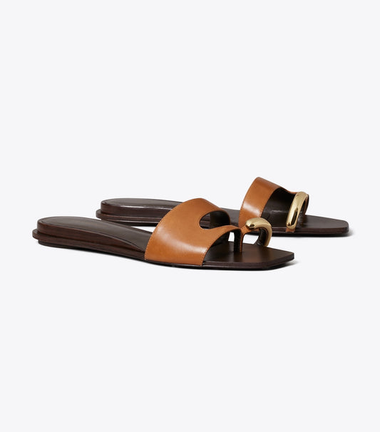Tory Burch Pierced Slide - Tan / Gold