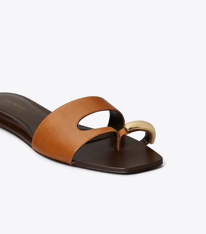 Tory Burch Pierced Slide - Tan / Gold