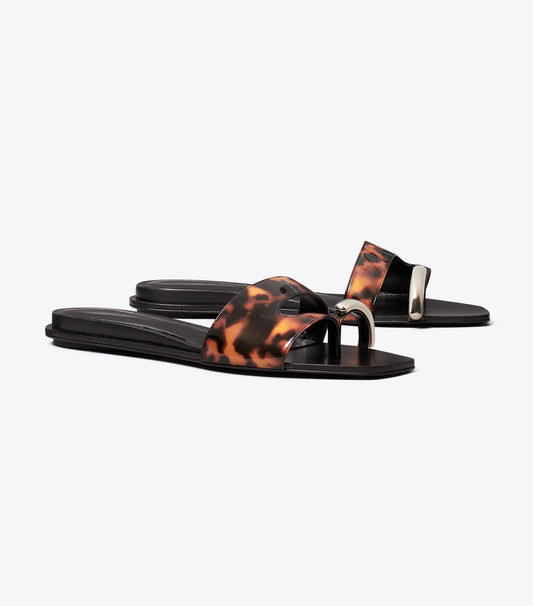 Tory Burch Pierced Slide - Tortoise / Silver