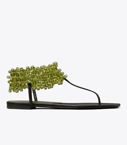 Tory Burch Beaded Flat Sandal - Olive