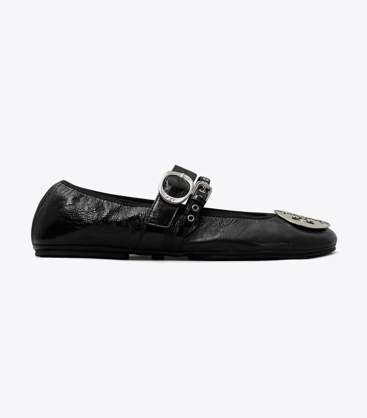 Tory Burch Reva Punk Travel Ballet - Perfect Black / Silver