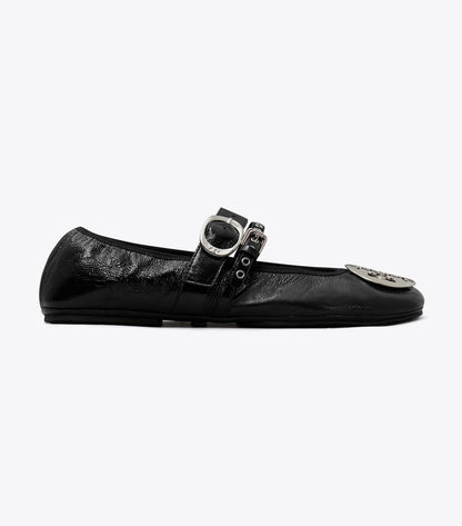 Tory Burch Reva Punk Travel Ballet - Perfect Black / Silver