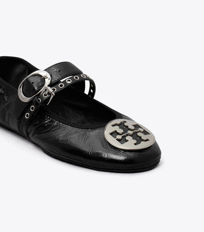 Tory Burch Reva Punk Travel Ballet - Perfect Black / Silver