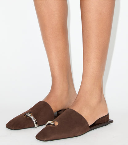 Tory Burch Pierced Mule - Dark Cocoa / Silver