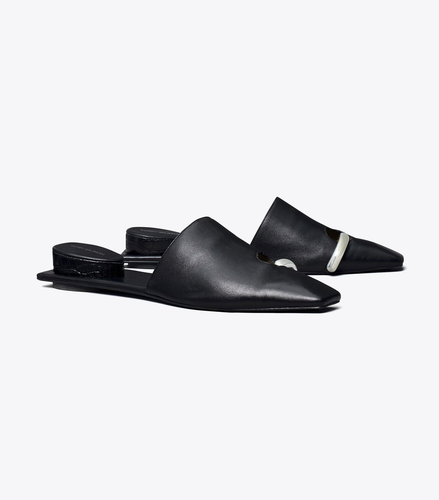 Tory Burch Pierced Mule - Perfect Black / Silver
