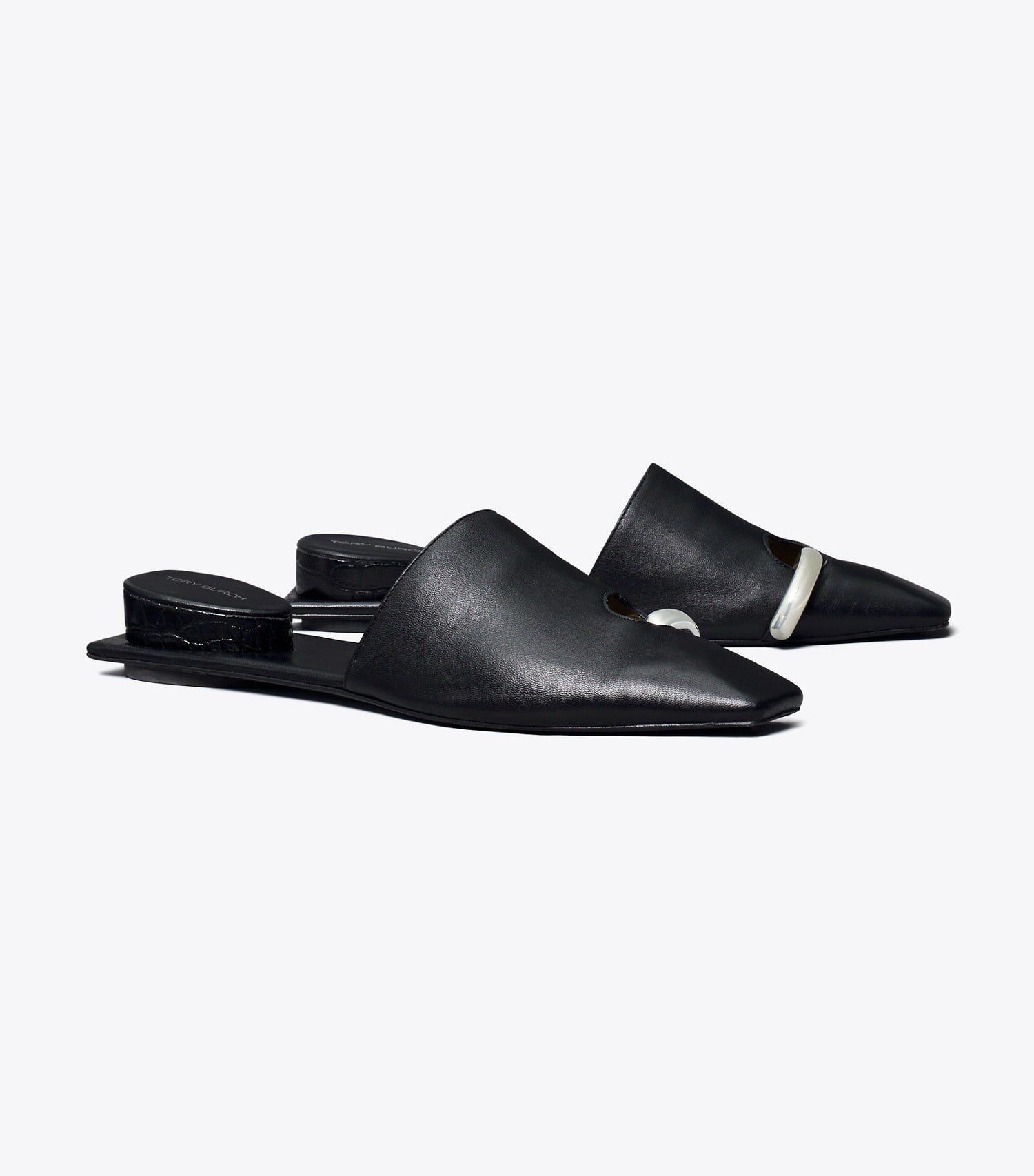 Tory Burch Pierced Mule - Perfect Black / Silver