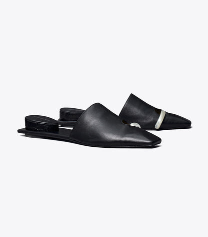 Tory Burch Pierced Mule - Perfect Black / Silver