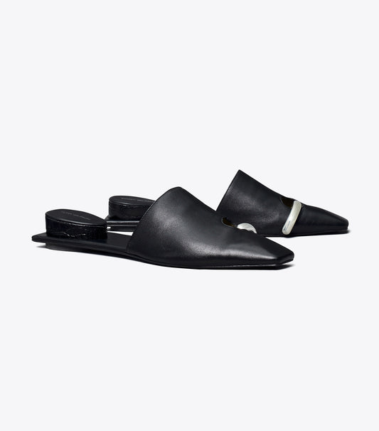 Tory Burch Pierced Mule - Perfect Black / Silver