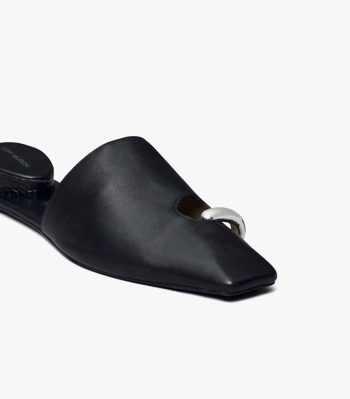 Tory Burch Pierced Mule - Perfect Black / Silver