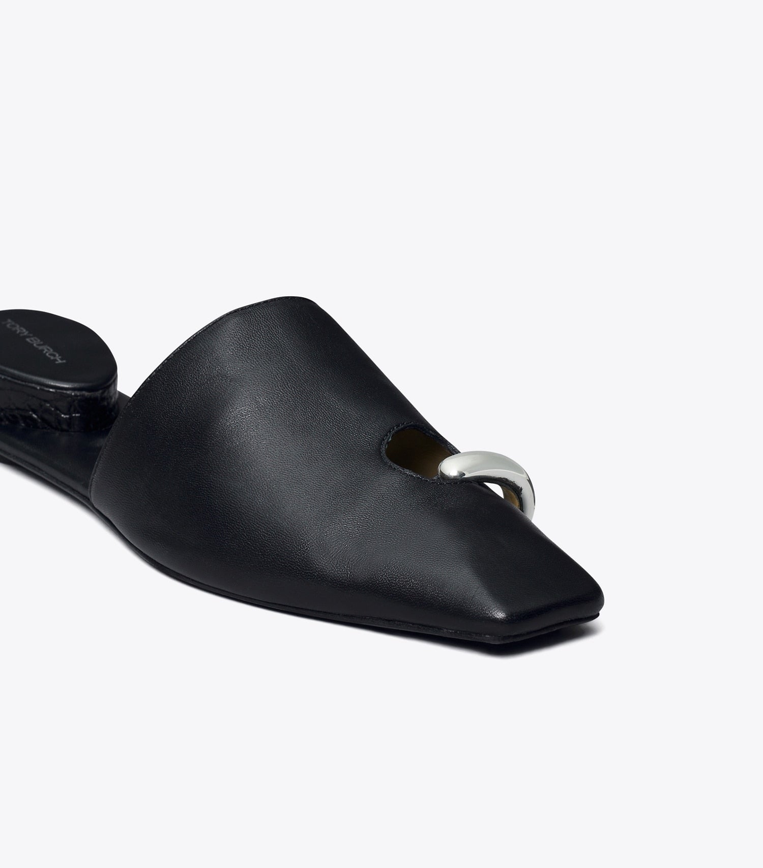 Tory Burch Pierced Mule - Perfect Black / Silver