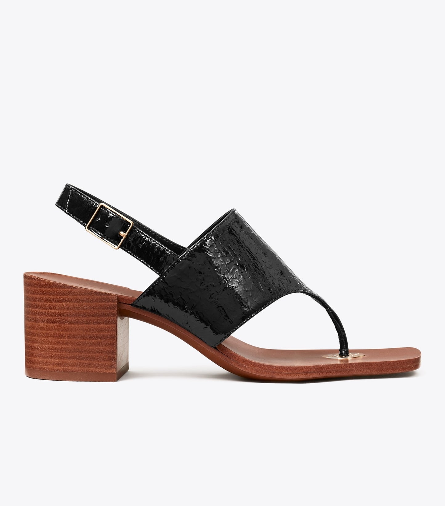 Tory Burch Double T Coin Heeled Sandal - Perfect Black