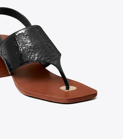 Tory Burch Double T Coin Heeled Sandal - Perfect Black