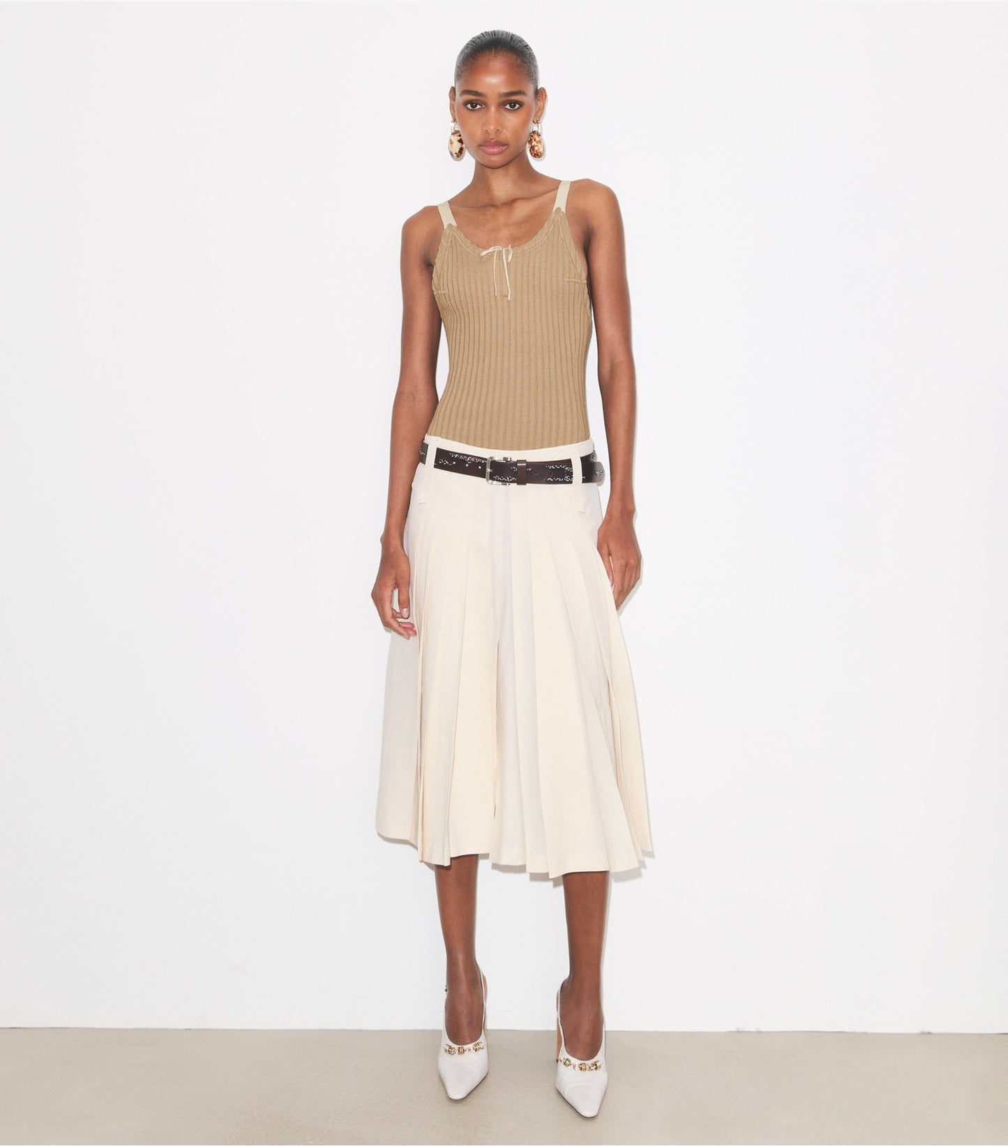 Tory Burch Pleated Skirt - Cream