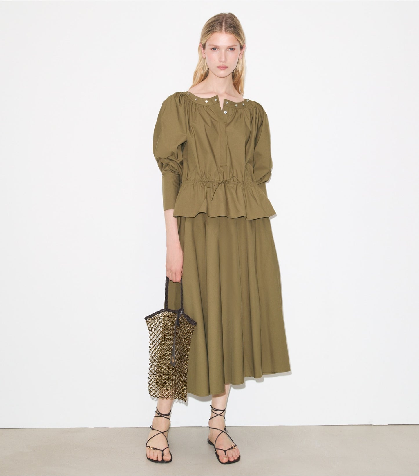 Tory Burch Cotton Poplin Skirt - Olive