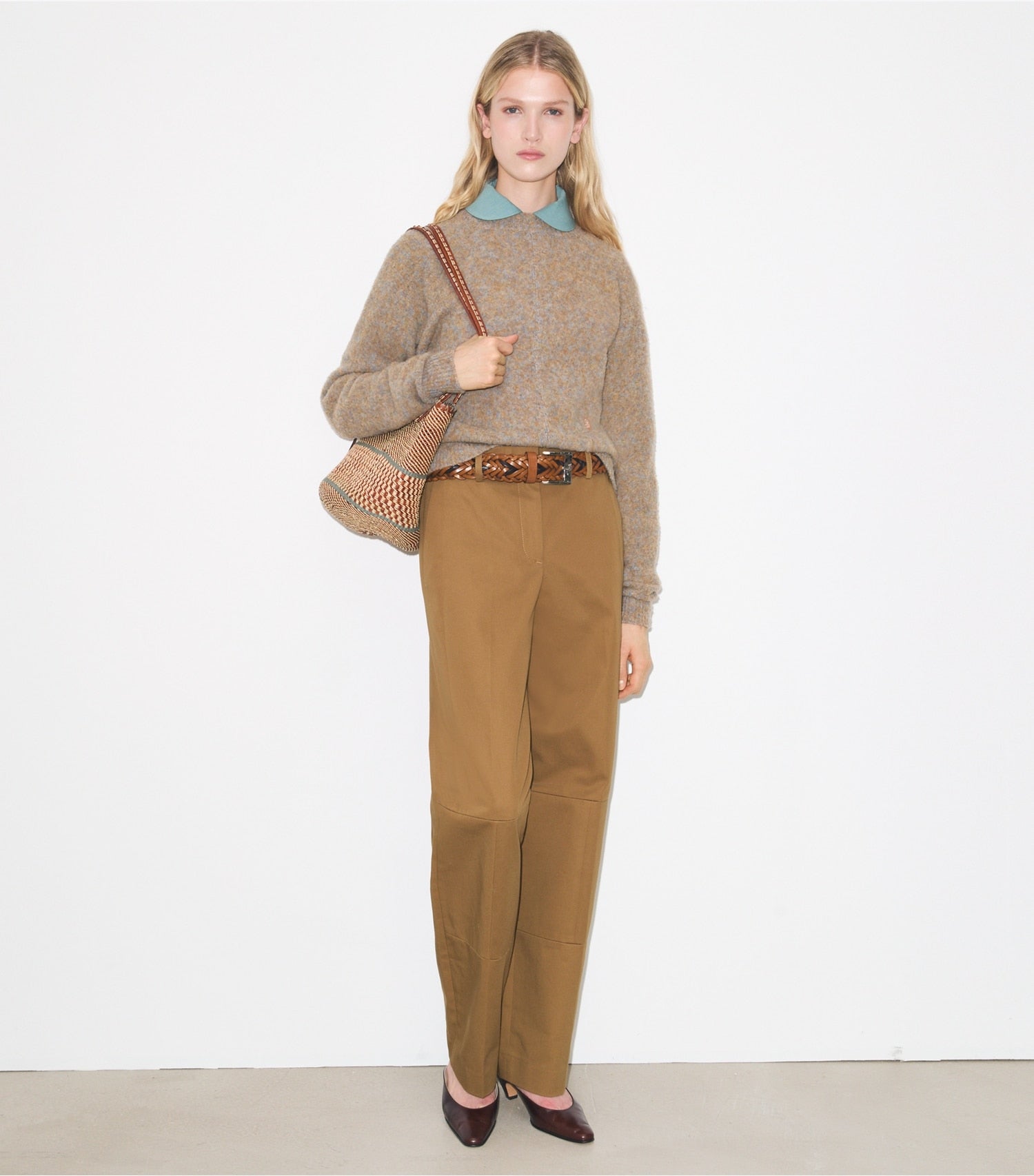 Tory Burch Wide-Leg Cotton Pant - Caramel
