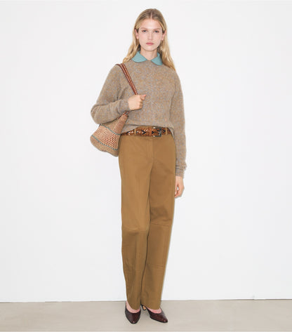 Tory Burch Wide-Leg Cotton Pant - Caramel