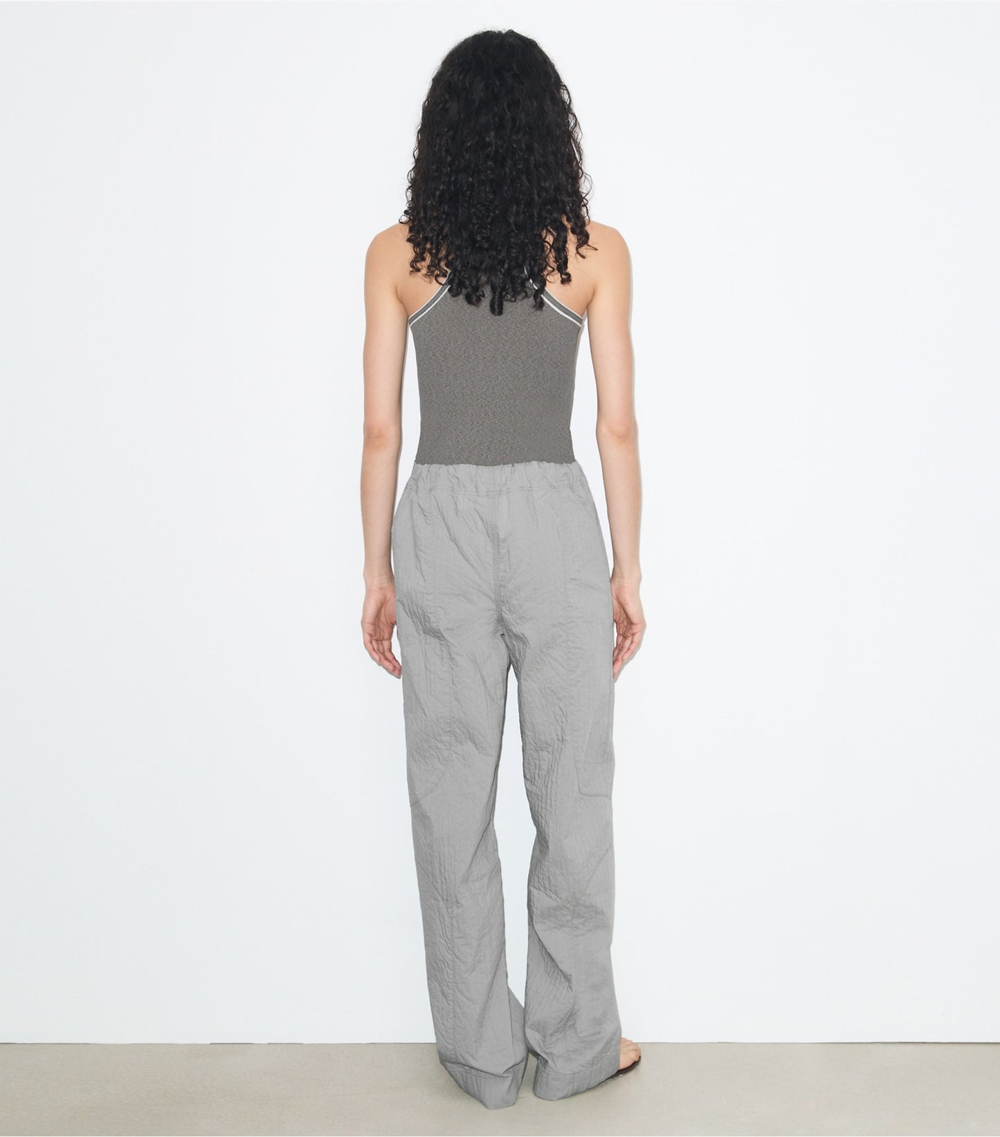 Tory Burch Wide-Leg Cotton Pant - Gray