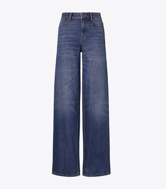 Tory Burch Wide Leg Jean - Dark Vintage Wash