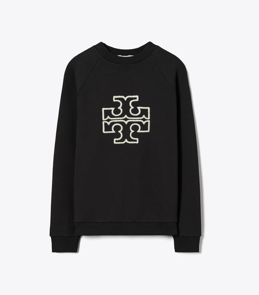 Tory Burch Heavy French Terry Logo Crewneck - Black