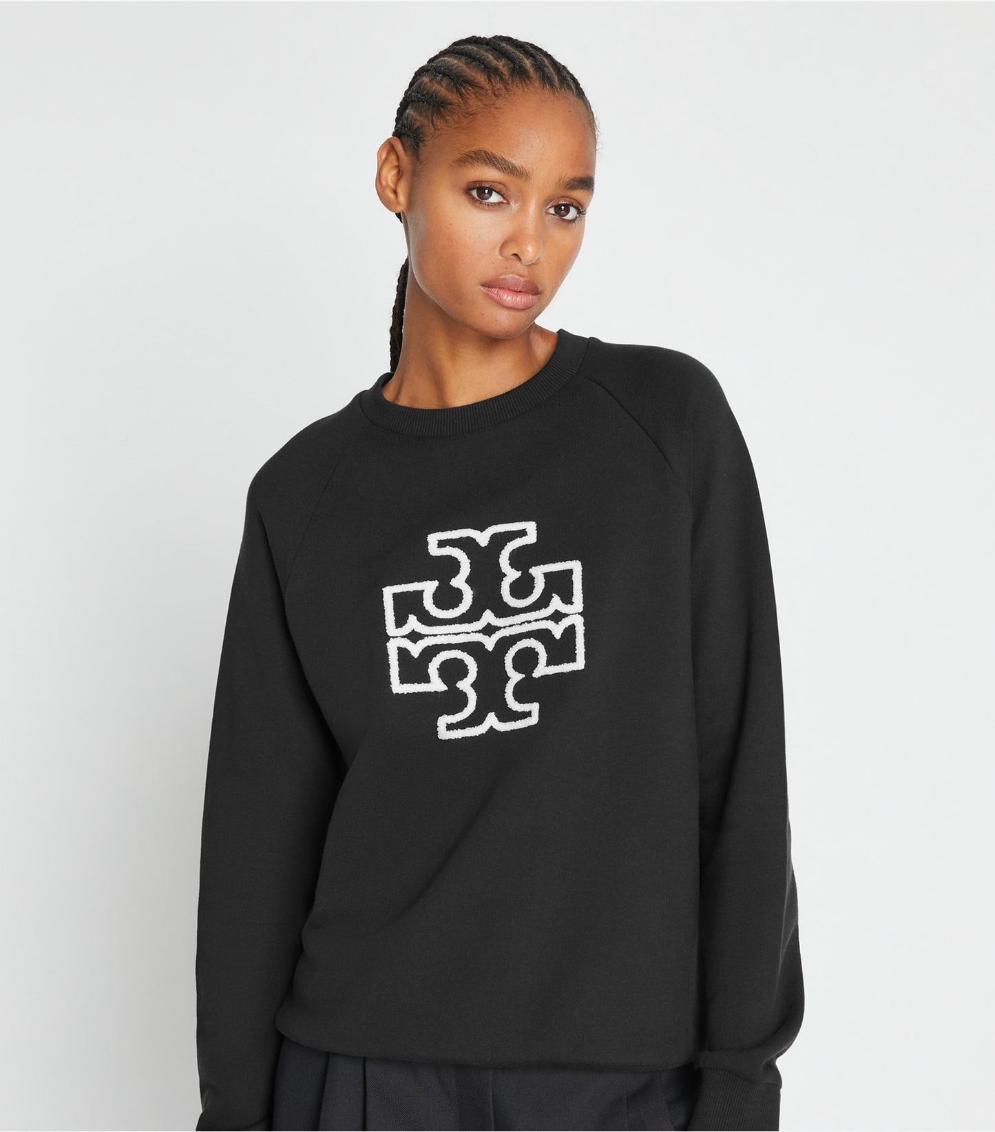 Tory Burch Heavy French Terry Logo Crewneck - Black