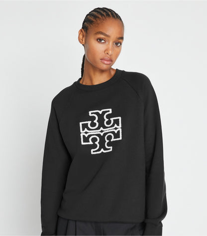 Tory Burch Heavy French Terry Logo Crewneck - Black