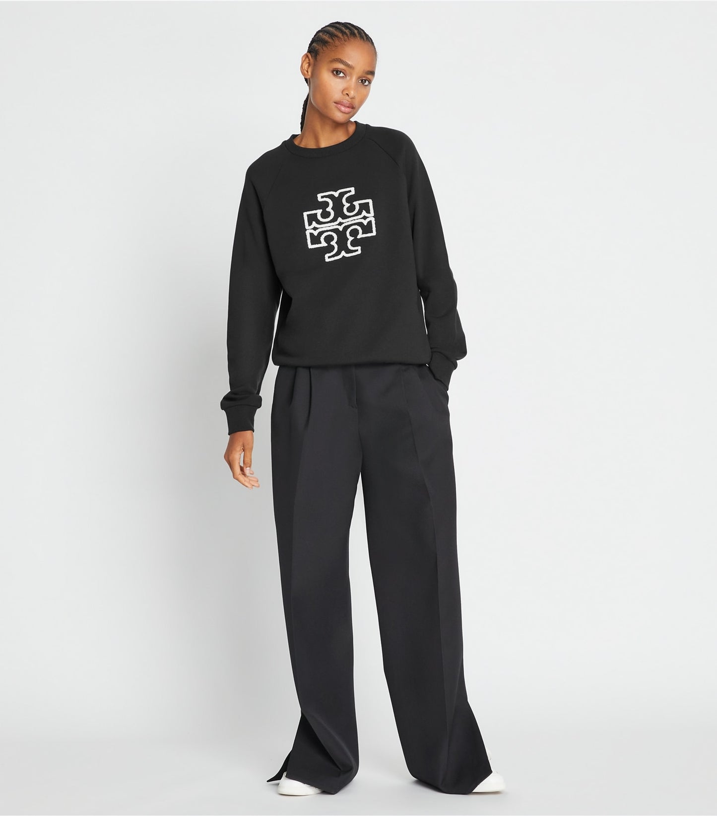 Tory Burch Heavy French Terry Logo Crewneck - Black