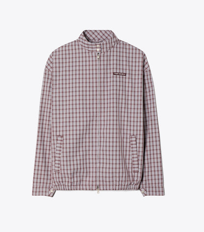 Tory Burch Nylon Plaid Golf Jacket - Burgundy Plaid