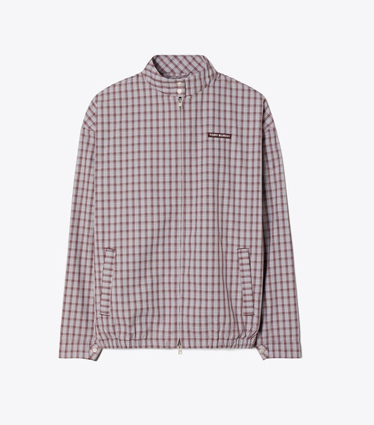 Tory Burch Nylon Plaid Golf Jacket - Burgundy Plaid