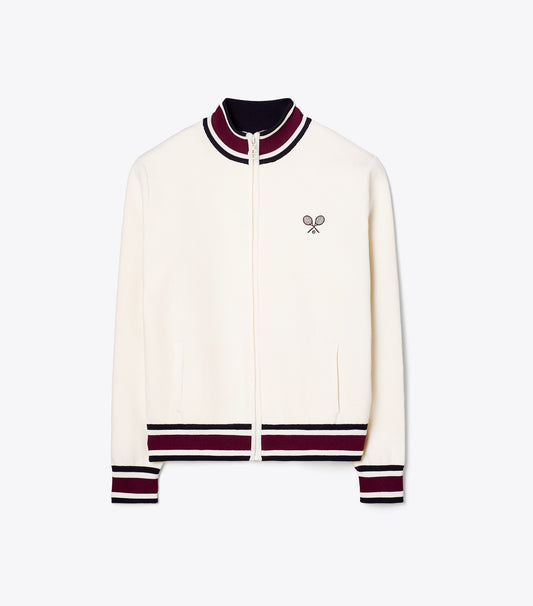 Tory Burch Tech Knit Tennis Jacket - Snow White