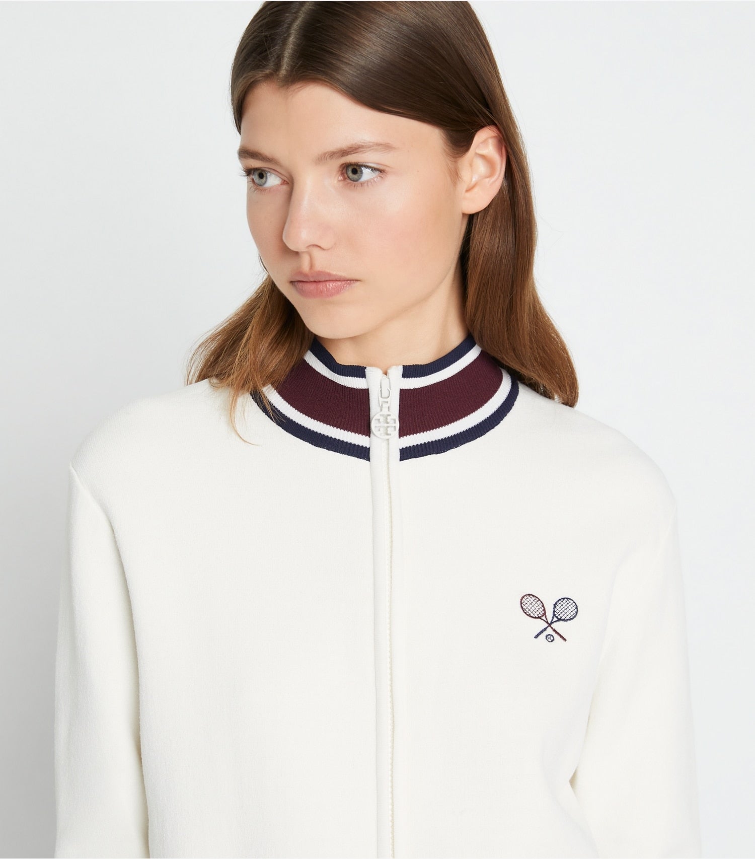 Tory Burch Tech Knit Tennis Jacket - Snow White
