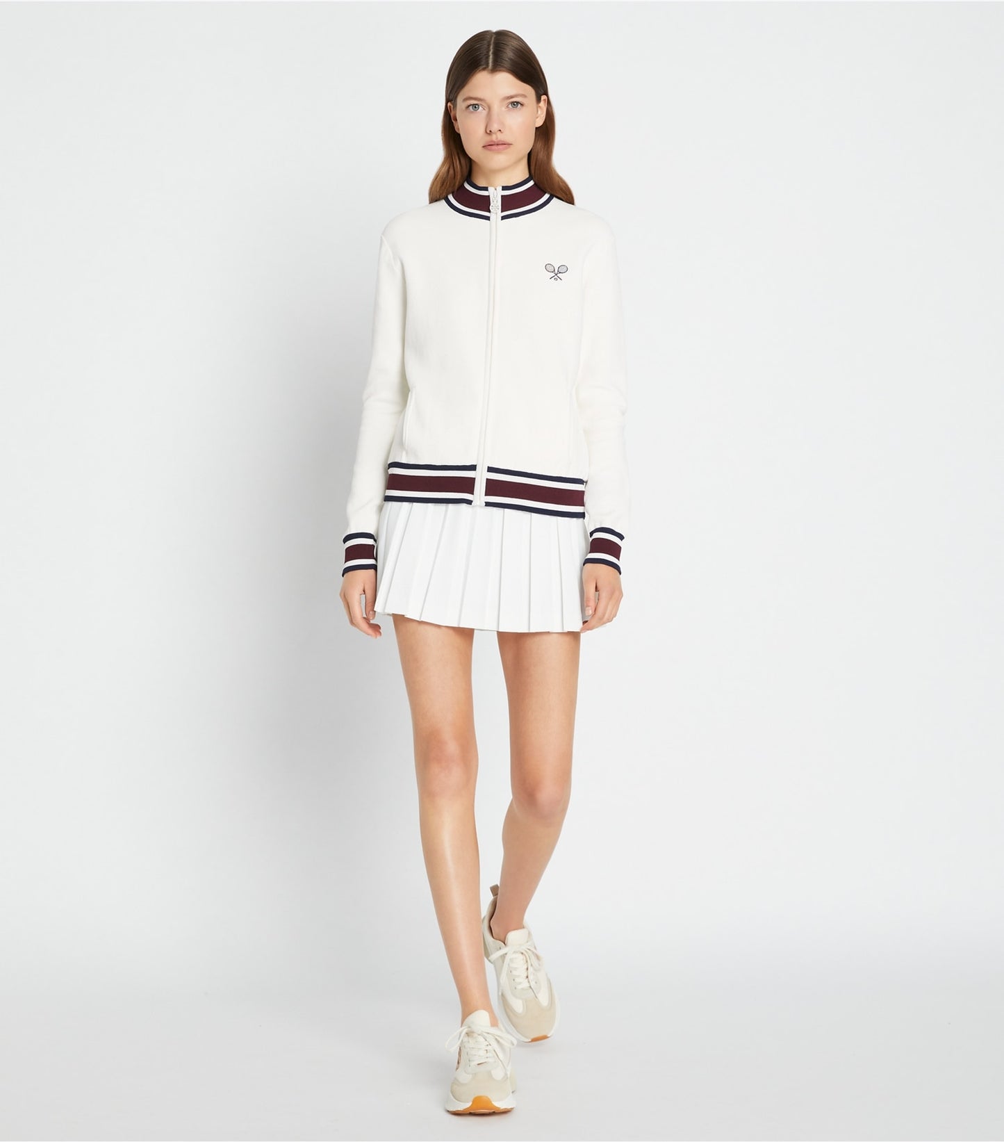 Tory Burch Tech Knit Tennis Jacket - Snow White
