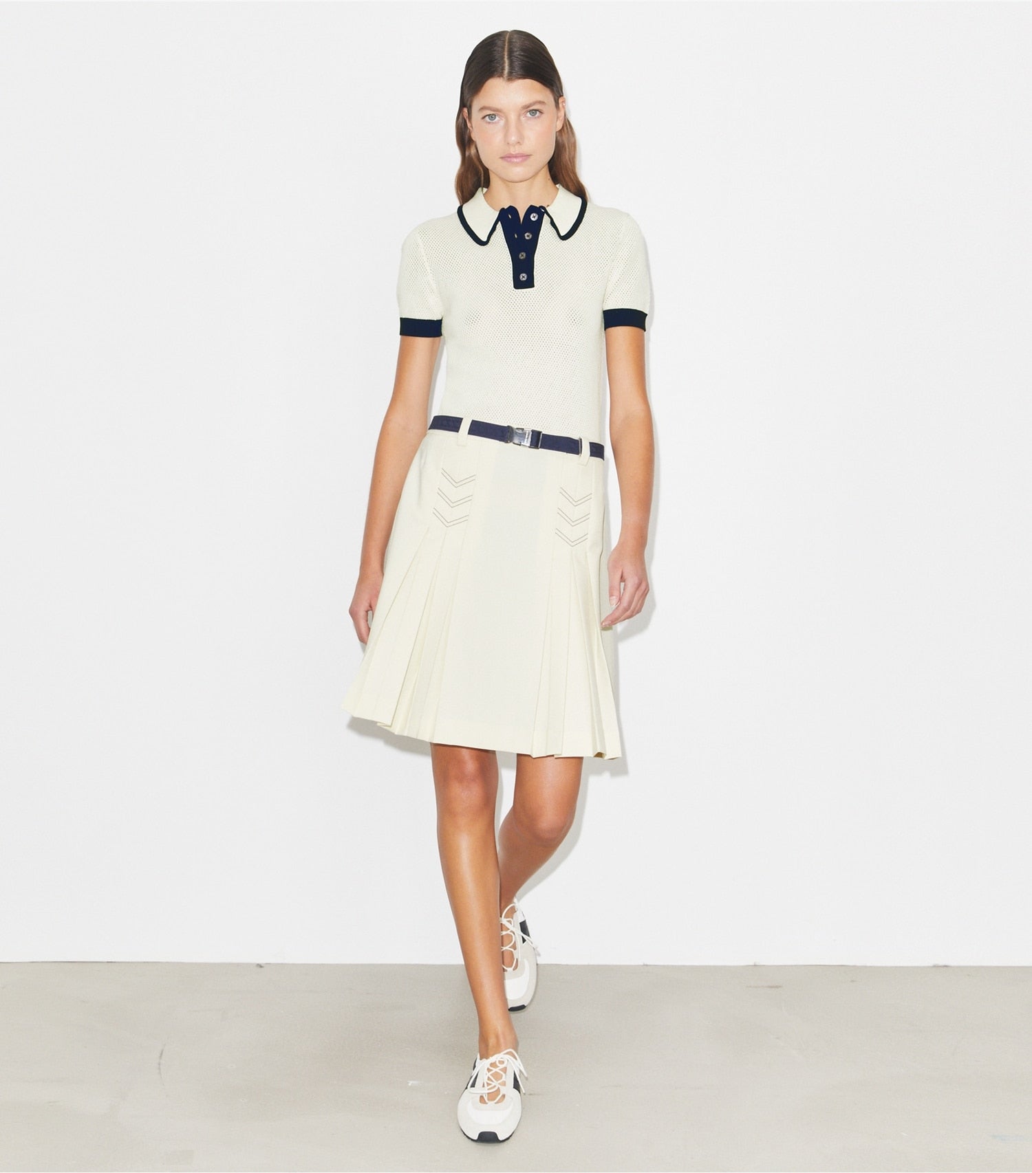 Tory Burch Pleated Stretch Golf Skirt - New Ivory